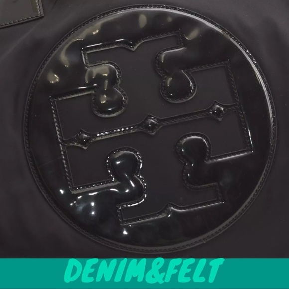 TORY BURCH Black Vintage Ella Nylon Enamel Shoulder Tote Bag/ Shoulder Bag 🖤🖤 - Picture 9 of 16